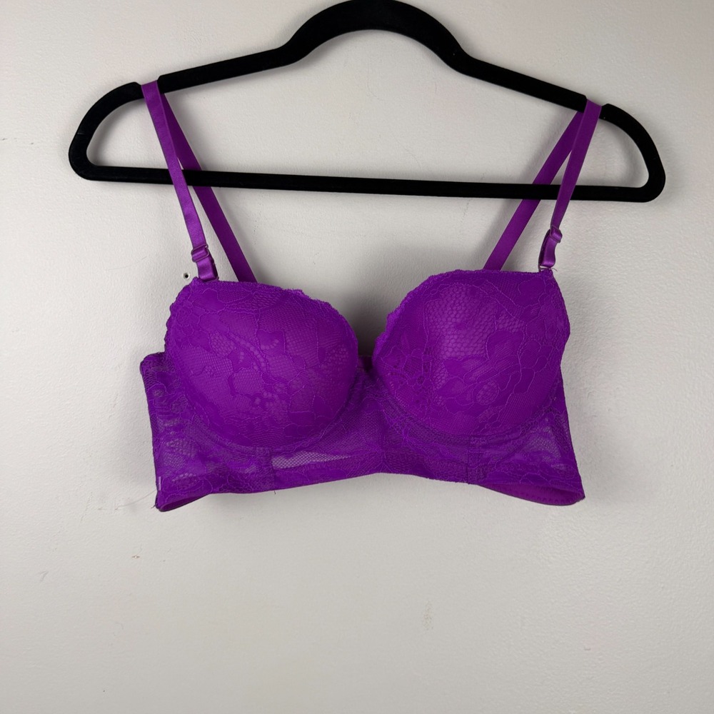 Youmita Lace Padded Underwire Bra Women's 36B Purple Full Coverage Support